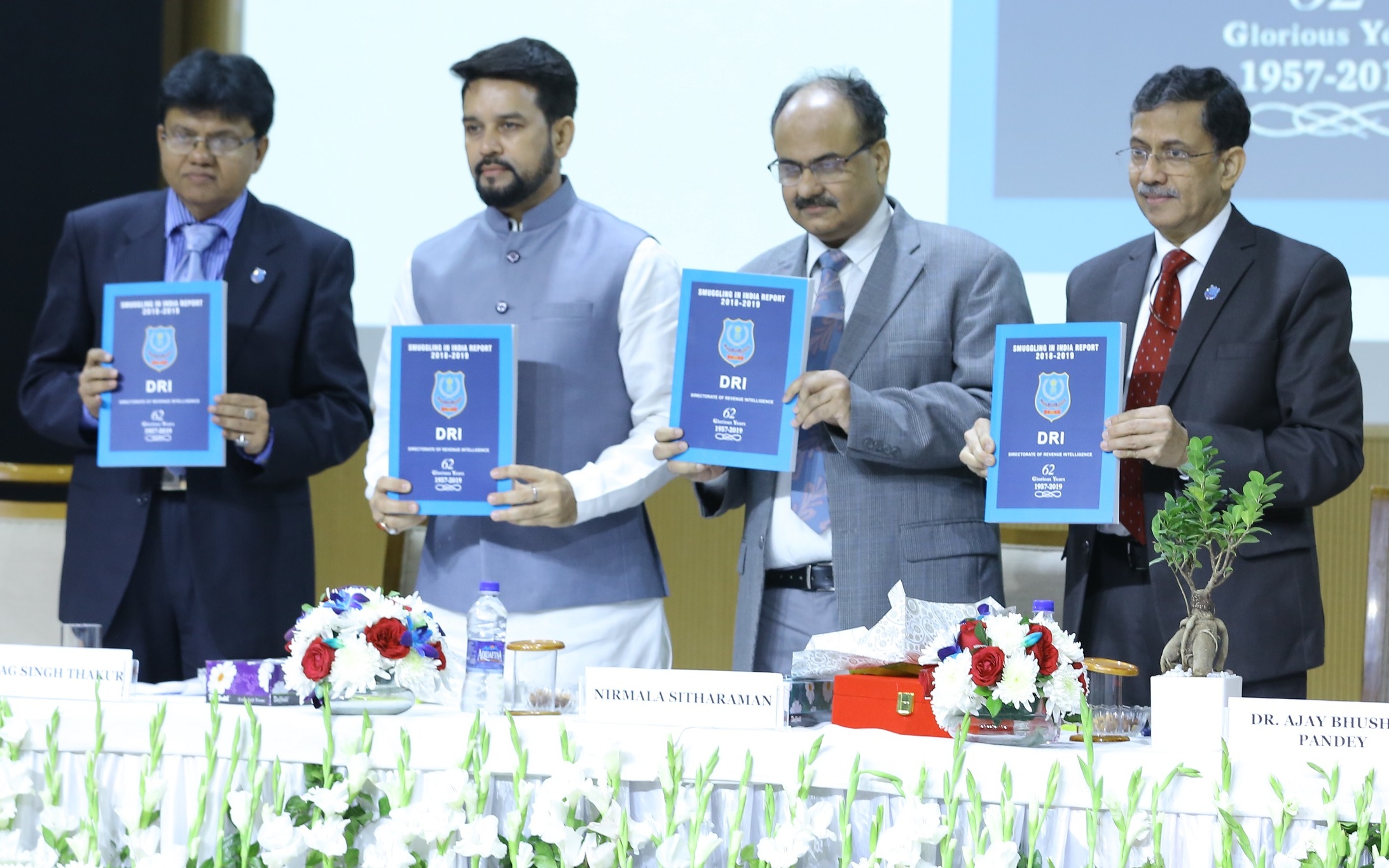 Honourable the then MoS Finance releasing Smuggling in India Report 2018-19.