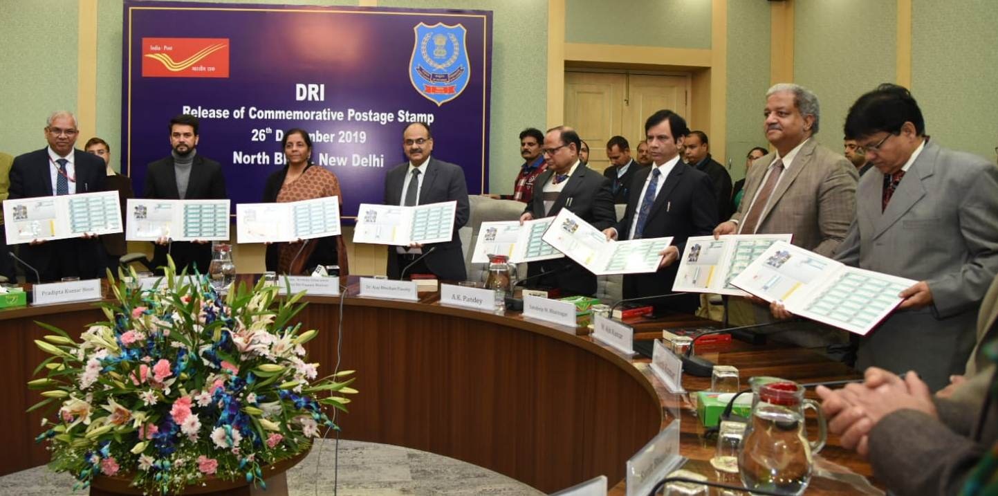 Hon’ble Minister for Finance and Corporate Affairs Smt. Nirmala Sitharaman formally released a postage stamp to commemorate the distinguished service and glorious contribution by Directorate of Revenue Intelligence in protecting the Nation.